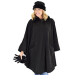 Load image into Gallery viewer, Le Moda Women's Black Fur Collar Polar Fleece Wrap with Matching Gloves and Hat-One Size Fits All at Linda Anderson. color_black