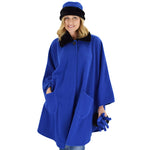 Load image into Gallery viewer, Le Moda Women's Black Fur Collar Polar Fleece Wrap with Matching Gloves and Hat-One Size Fits All at Linda Anderson. color_royal