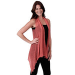 Load image into Gallery viewer, Le Moda Womenâ€™s Sleeveless Sheer Open Stitch Vest Cardigan at Linda Anderson. color_coral
