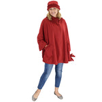 Load image into Gallery viewer, Le Moda Women&#39;s Ruffed collar Fleece Wrap with Matching Gloves and Hat - One Size Fits All at Linda Anderson. color_red
