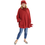 Load image into Gallery viewer, Le Moda Women's Ruffed collar Fleece Wrap with Matching Gloves and Hat - One Size Fits All at Linda Anderson. color_red