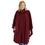 Load image into Gallery viewer, Le Moda Women’s Wrap with Integrated Pleated Scarf with Matching Gloves at Linda Anderson. color_wine