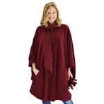 Load image into Gallery viewer, Le Moda Women’s Wrap with Integrated Pleated Scarf with Matching Gloves at Linda Anderson. color_wine
