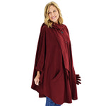 Load image into Gallery viewer, Le Moda Women’s Wrap with Integrated Pleated Scarf with Matching Gloves at Linda Anderson. color_wine