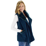 Load image into Gallery viewer, Le Moda Women's Trimmed Fleece Vest - Fashionable Solid Color Long Fleece Vest for Women at Linda Anderson. color_dark_teal