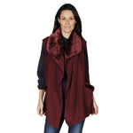 Load image into Gallery viewer, Le Moda Women's Trimmed Fleece Vest - Fashionable Solid Color Long Fleece Vest for Women at Linda Anderson. color_burgundy