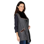 Load image into Gallery viewer, Le Moda Women's Trimmed Fleece Vest - Fashionable Solid Color Long Fleece Vest for Women at Linda Anderson. color_charcoal_grey