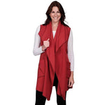 Load image into Gallery viewer, Le Moda Women’s Pocketed Open Front Fleece Vest  Cardigan with Headband at Linda Anderson. color_red
