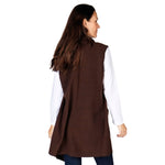 Load image into Gallery viewer, Le Moda Women’s Pocketed Open Front Fleece Vest Cardigan with Headband at Linda Anderson. color_chocolate