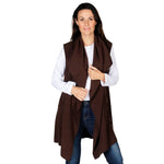 Load image into Gallery viewer, Le Moda Women’s Pocketed Open Front Fleece Vest Cardigan with Headband at Linda Anderson. color_chocolate