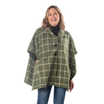 Load image into Gallery viewer, Bridget High Neck 4 Button Green Fleece Cozy Coat Cape
