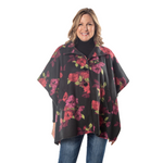 Load image into Gallery viewer, Bridget High Neck 4 Button Floral Fleece Cozy Coat Cape