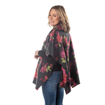 Load image into Gallery viewer, Bridget High Neck 4 Button Floral Fleece Cozy Coat Cape