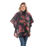 Load image into Gallery viewer, Bridget High Neck 4 Button Floral Fleece Cozy Coat Cape