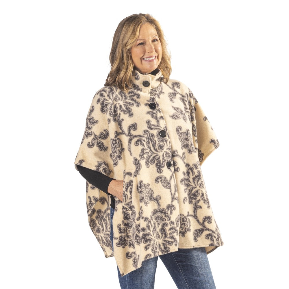 Bridget Cozy Coat 4 Button Fleece Poncho – Linda Anderson