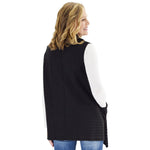 Load image into Gallery viewer, Le Moda Women's Sleeveless Pleated Open Front Fleece Vest Cardigan with Pockets at Linda Anderson. color_black