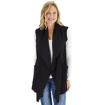 Load image into Gallery viewer, Le Moda Women's Sleeveless Pleated Open Front Fleece Vest Cardigan with Pockets at Linda Anderson. color_black