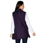 Load image into Gallery viewer, Le Moda Women's Sleeveless Pleated Open Front Fleece Vest Cardigan with Pockets at Linda Anderson. color_eggplant