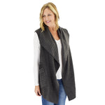 Load image into Gallery viewer, Le Moda Women's Sleeveless Pleated Open Front Fleece Vest Cardigan with Pockets at Linda Anderson. color_grey