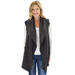 Load image into Gallery viewer, Le Moda Women's Sleeveless Pleated Open Front Fleece Vest Cardigan with Pockets at Linda Anderson. color_grey