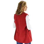 Load image into Gallery viewer, Le Moda Women's Sleeveless Pleated Open Front Fleece Vest Cardigan with Pockets at Linda Anderson. color_red