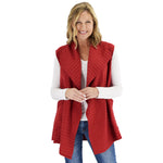Load image into Gallery viewer, Le Moda Women's Sleeveless Pleated Open Front Fleece Vest Cardigan with Pockets at Linda Anderson. color_red