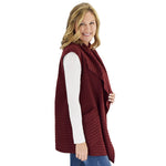 Load image into Gallery viewer, Le Moda Women's Sleeveless Pleated Open Front Fleece Vest Cardigan with Pockets at Linda Anderson. color_burgundy