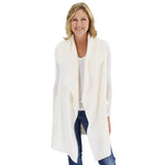 Load image into Gallery viewer, Le Moda Women's Sleeveless Pleated Open Front Fleece Vest Cardigan with Pockets at Linda Anderson. color_white