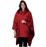 Load image into Gallery viewer, Le Moda Pleated Fleece Poncho with Shawl Collar at Linda Anderson. color_red