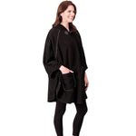 Load image into Gallery viewer, Fleece Wrap with Hoodie One Size Black at Linda Anderson