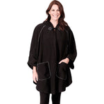Load image into Gallery viewer, Fleece Wrap with Hoodie One Size Black at Linda Anderson