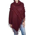 Load image into Gallery viewer, Le Moda Womens Faux Fur Trim Knit Poncho Wine at Linda Anderson
