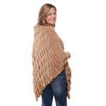 Load image into Gallery viewer, Plush Faux Fur Tan Cozy Coat Poncho