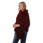 Load image into Gallery viewer, Plush Faux Fur Wine Coat Poncho