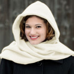 Load image into Gallery viewer, Fleece Womens Hooded Wraparound Scarf at Linda Anderson. color_white
