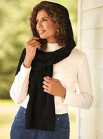 Load image into Gallery viewer, Fleece Womens Hooded Wraparound Scarf at Linda Anderson. color_black