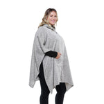 Load image into Gallery viewer, Heather Anne Hooded Full Zip Marl Knit Fleece Poncho
