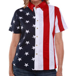 Load image into Gallery viewer, Women's 100% Cotton Stars and Stripes Short Sleeve Shirt