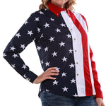 Load image into Gallery viewer, Women's 100% Cotton Stars and Stripes Long Sleeve Shirt