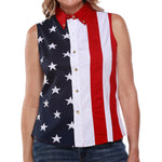 Load image into Gallery viewer, Women&#39;s 100% Cotton Stars and Stripes Sleeveless Shirt
