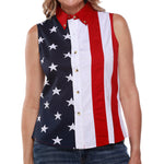 Load image into Gallery viewer, Women's 100% Cotton Stars and Stripes Sleeveless Shirt