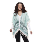 Load image into Gallery viewer, Turquoise Tassel Viscose Kimono