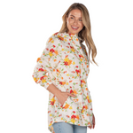 Load image into Gallery viewer, Red Floral Hooded Drawstring Raincoat