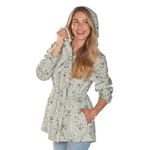 Load image into Gallery viewer, Sage Floral Hooded Drawstring Raincoat