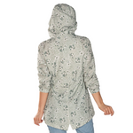 Load image into Gallery viewer, Sage Floral Hooded Drawstring Raincoat