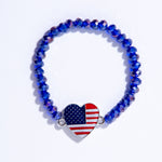 Load image into Gallery viewer, Crystal Bracelet with American Flag Heart Charm