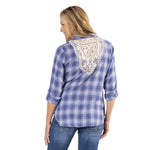 Load image into Gallery viewer, Fancy Flannel with Lurex and Crochet Accent
