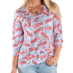 Load image into Gallery viewer, Women's America 3/4 Sleeve Patriotic Shirt