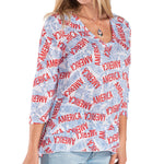 Load image into Gallery viewer, Women's America 3/4 Sleeve Patriotic Shirt