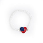 Load image into Gallery viewer, Crystal Bracelet with American Flag Heart Charm